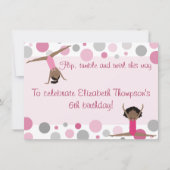 Invitation Filles de cheveux foncés de partie de gymnastique (Devant)