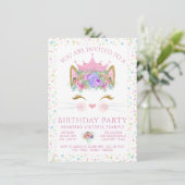 Invitation Filles de confettis de chat Kitty pour fête d'anni (Debout devant)