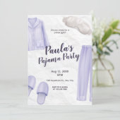 Invitation Filles de couleur violet clair, Pyjama Party entre (Debout devant)