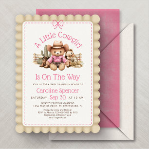 Invitation Filles de Cowgirl occidentale Fête de bébé rose