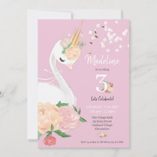 Invitation Filles de cygne florale Whimsical Anniversaire 