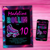 Invitation Filles de fête d'anniversaire de roller skating né