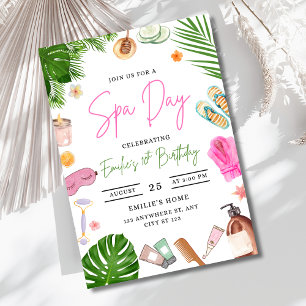 Invitation Filles de Fête d'Anniversaire Jour de Spa Soirée d