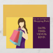 Invitation Filles de fête de shopping journée en fête (Devant / Derrière)
