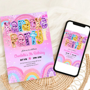 Invitation Filles de karaoké rose 5e anniversaire