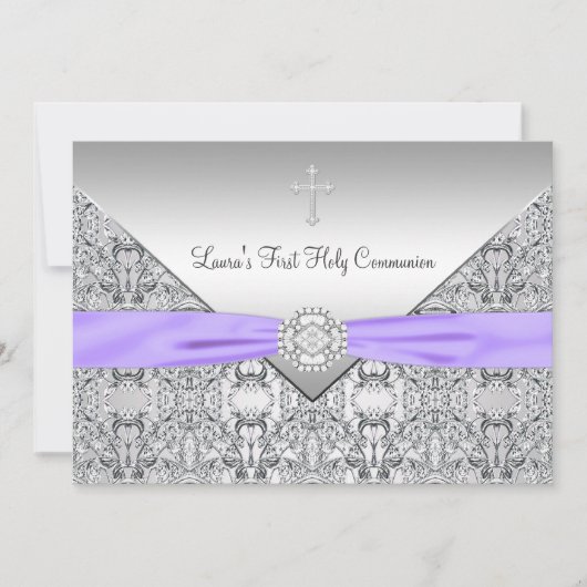 Invitation Filles de la Croix de Dentelle Violet Première Com (Devant)