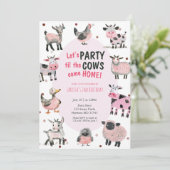 Invitation Filles de la ferme de vaches Deuxième anniversaire (Debout devant)
