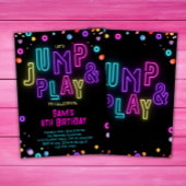 Invitation Filles de la fête du Trampoline rose violet Annive