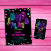 Invitation Filles de la fête du Trampoline rose violet Annive