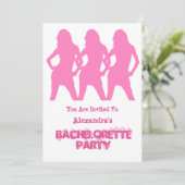 Invitation Filles de la fête rose personnalisées bachelorette (Debout devant)