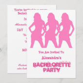 Invitation Filles de la fête rose personnalisées bachelorette (Devant / Derrière)