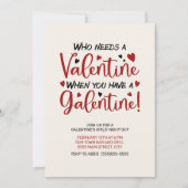 Invitation Filles de la Saint-Galentin Nuit dehors Coeurs rou (Devant)