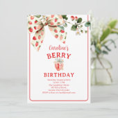 Invitation Filles de l'arc de fraise Premier Anniversaire (Debout devant)