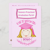Invitation Filles de l'enseignement préscolaire / Fête de fin (Devant / Derrière)