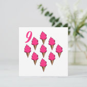 Invitation Filles de neuf ans Anniversaire Crèmes glacées ros (Debout devant)