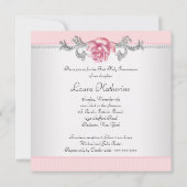 Invitation Filles de rose rose Première communion (Dos)