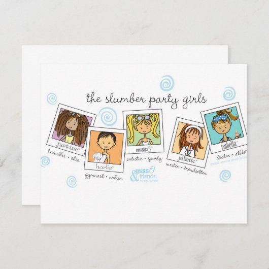 Invitation filles de soirée pyjamas (Devant / Derrière)