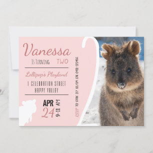 Invitation Filles Deuxième anniversaire Blue Quokka Australie