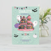 Invitation Filles d'Halloween Fêtes d'anniversaire Maison Fan (Debout devant)