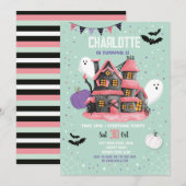 Invitation Filles d'Halloween Fêtes d'anniversaire Maison Fan (Devant / Derrière)