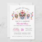 Invitation Filles Dia de los Muertos Crâne fête d'anniversair (Devant)