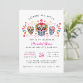 Invitation Filles Dia de los Muertos Crâne fête d'anniversair (Debout devant)