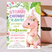Invitation Filles Dinosaur 1er anniversaire fête mignonne Pin