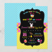 Invitation Filles d'invitation de partie de chasse à oeuf de (Devant / Derrière)