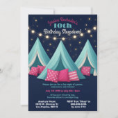 Invitation Filles Dormir Dernier Anniversaire Tentes Fête Écl (Devant)