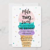 Invitation Filles du 2e anniversaire Fête de la crème glacée (Devant)