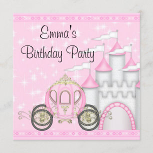 Invitation Filles du château de carrosse princesse Anniversai