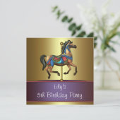 Invitation Filles du Cheval à Bascule Fête d'anniversaire 5 a (Debout devant)