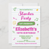 Invitation Filles ÉDITABLES SLEEPOVER Stwood Anniversaire Fêt (Devant)