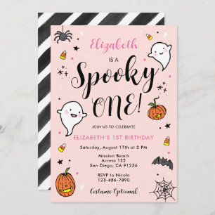 Invitation Filles Éffrayant un Halloween 1er anniversaire