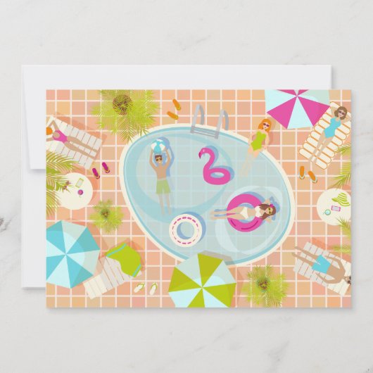 Invitation Filles en bikini et garçons jouant à un jeu de pis (Dos)