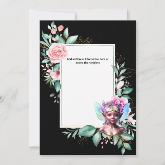 Invitation Filles enchantées fées rose rose rose (Dos)