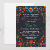 Invitation Filles espagnoles colorées 15ème anniversaire Quin (Devant / Derrière)