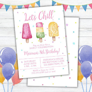 Invitation Filles été Faisons une pause Glace Anniversaire
