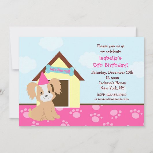 Invitation Filles faites sur commande d'invitations de partie (Devant)