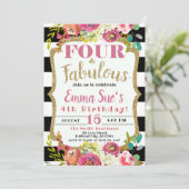 Invitation Fille's Fall Floral Four & Fabuleux 4e anniversair (Debout devant)