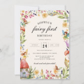 Invitation Filles Fée Premier anniversaire 1er anniversaire (Devant)