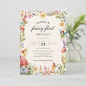 Invitation Filles Fée Premier anniversaire 1er anniversaire (Debout devant)