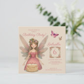 Invitation Filles Fées Roses Anniversaire (Debout devant)