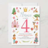 Invitation Filles Fille Pink Fairytale Princesse Anniversaire (Devant)