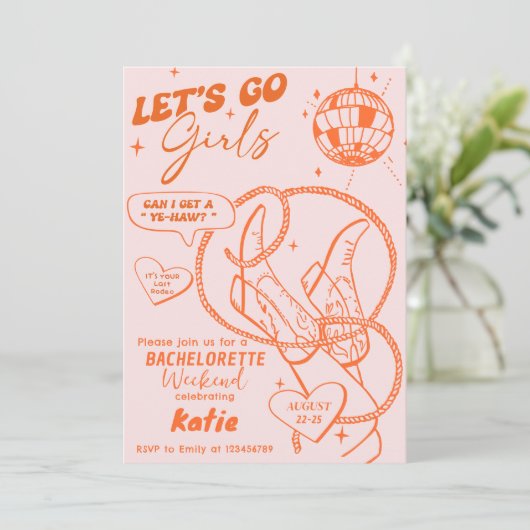 Invitation Filles Filles Fille Disco Bachelorette Week-end (Debout devant)