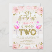 Invitation Filles flamingo florale 2ème anniversaire invitati (Devant)