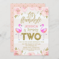 Filles flamingo florale 2ème anniversaire invitati