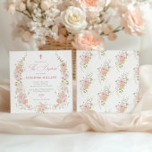 Invitation Filles Fleur sauvage Aquarelle Baptême