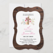 Invitation Filles Floral BAUTIZO Bautismo Croix catholique ro (Devant)