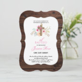 Invitation Filles Floral BAUTIZO Bautismo Croix catholique ro (Debout devant)